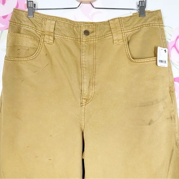 NEW Free People We The Free Chill Vibes Dropped Wide Leg Khaki Scout Jeans 31 - Picture 6 of 11